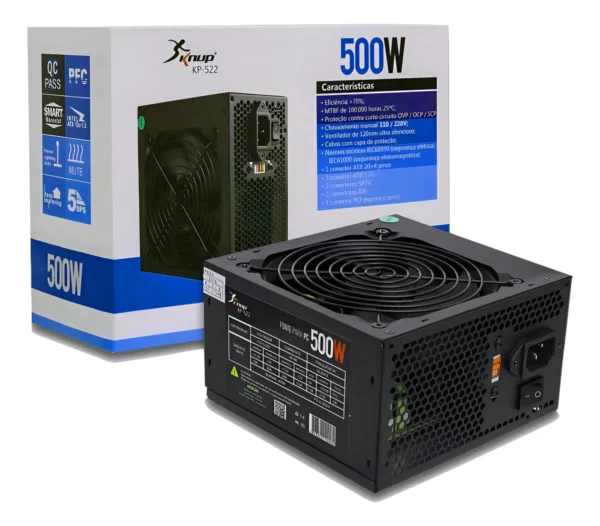 Fonte ATX GAMER Knup Kp-522 500w Cor Preto