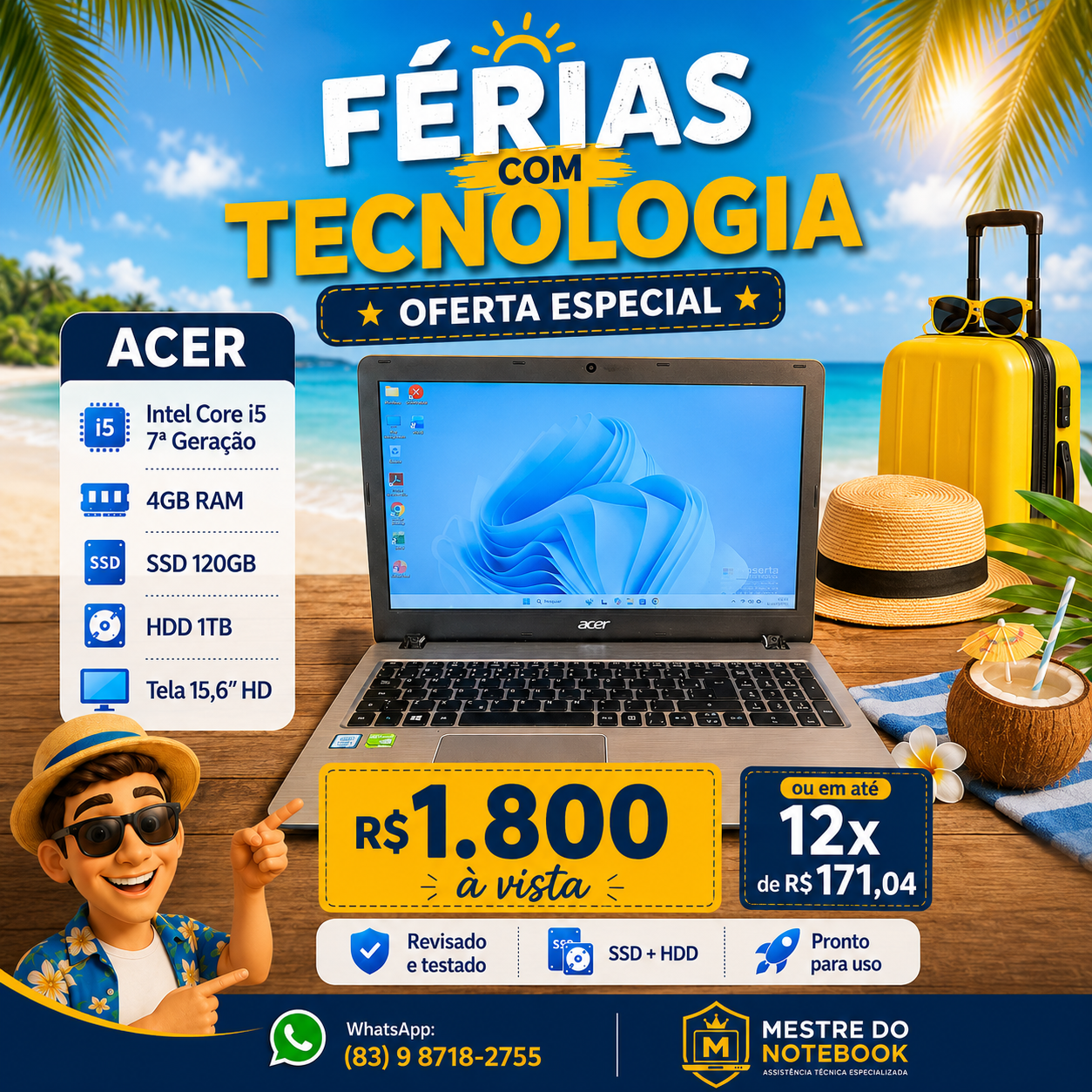 ACER i5 7ª Geração — R$ 1.800