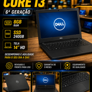 Dell Inspiron 14 5468 — Core i3 6ª Geração — 8GB RAM — SSD 240GB — Tela 14"