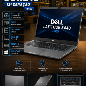 Dell Latitude 5440 Core i5 13ª Geração — 16GB RAM — NVMe 512GB — 14" Full HD