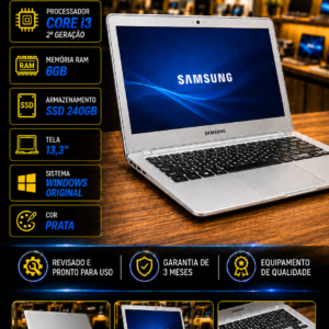 Samsung NP530U3C — Core i3 2ª Geração — 6GB RAM — SSD 240GB — Tela 13,3"