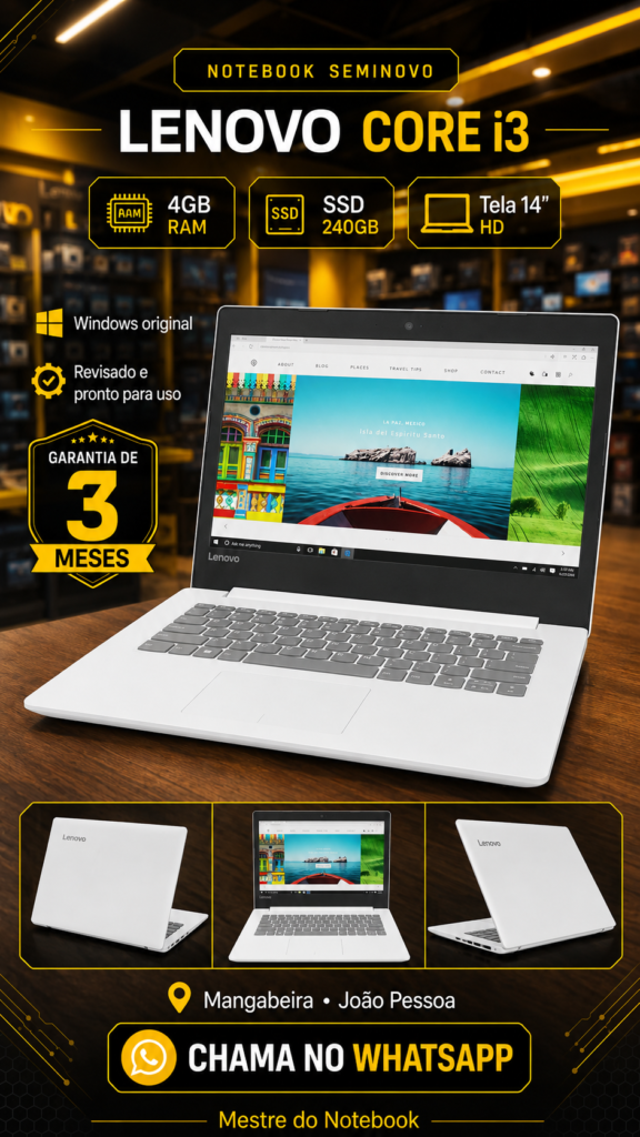 Lenovo IdeaPad 320-14IKB — Core i3 6ª Geração — 4GB RAM — SSD 240GB — Tela 14"