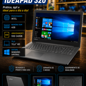 Lenovo IdeaPad 320-15IAP — 4GB RAM — SSD 240GB — Tela 15,6"