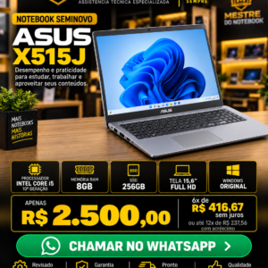ASUS X515J I5 8 GB SSD NVMe 256 GB 15 pol