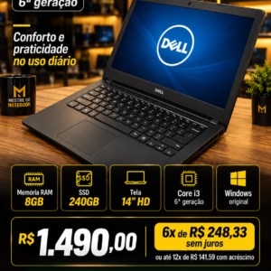 DELL 14 5468 I3 8 GB SSD SATA 240 GB 14 pol