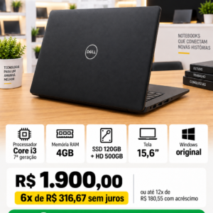 DELL INSPIRON 3584 I3 4 GB SSD SATA 120 GB + HDD 500 GB 15 pol