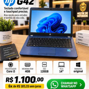 HP G42 I3 4G GB SSD SATA 120 GB + 120 GB 14 pol